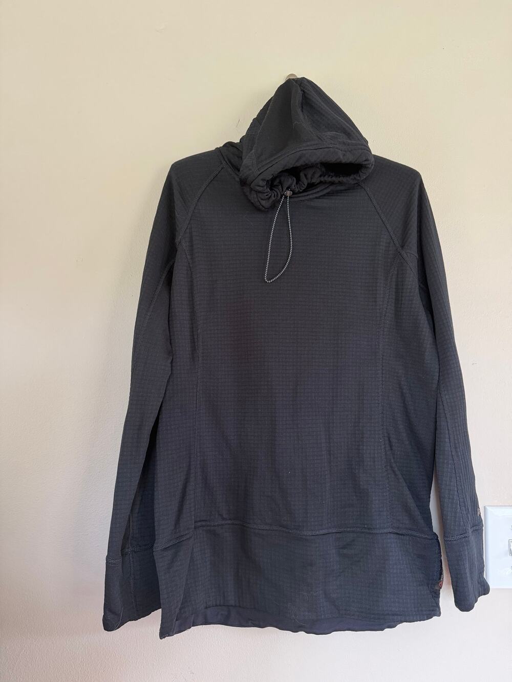 AK Burton Black Polartec Long Sleeve Grid Fleece Lined Hoodie XL